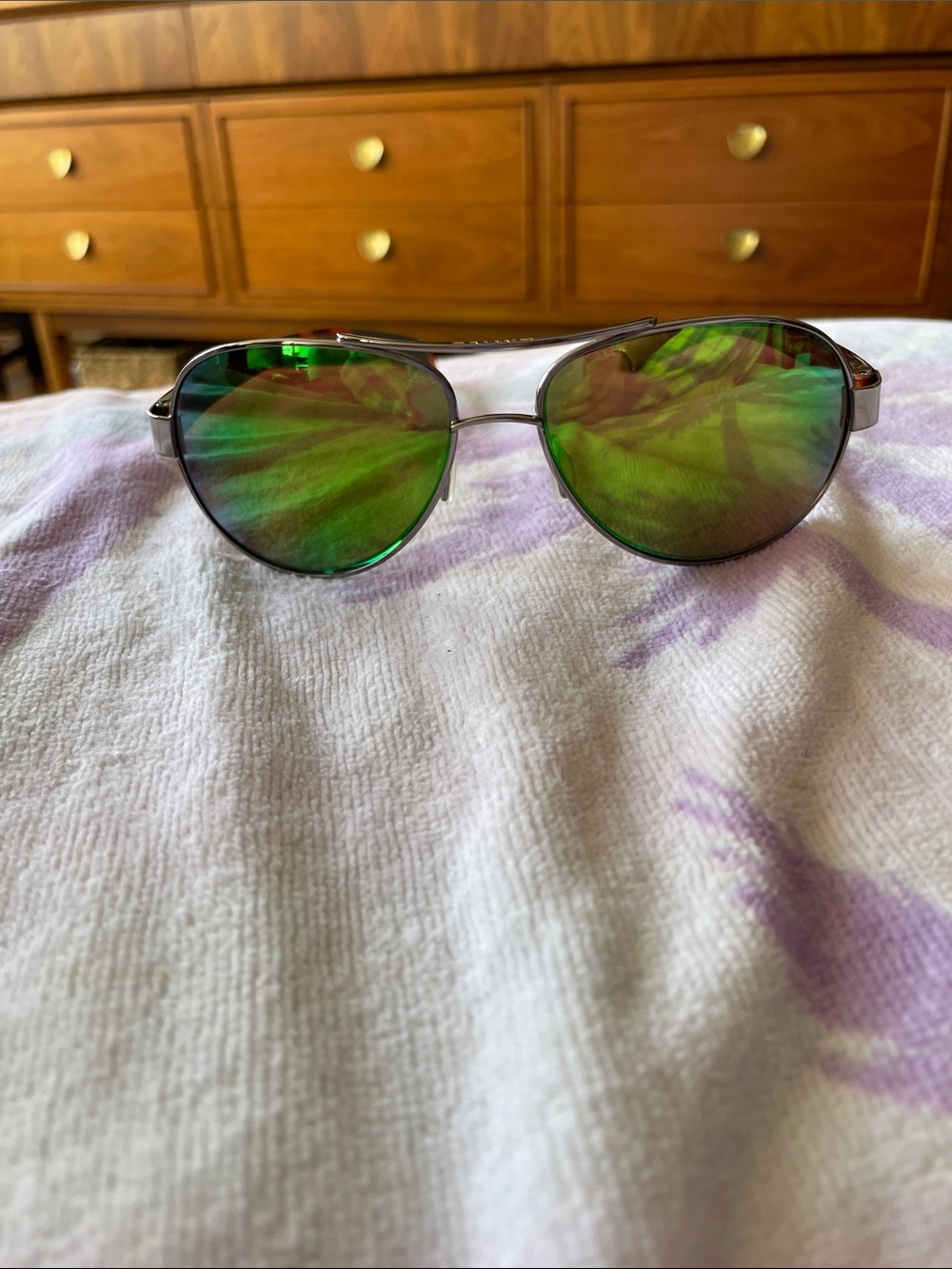Native Aviator Sunglasses with Green Mirrored Lenses